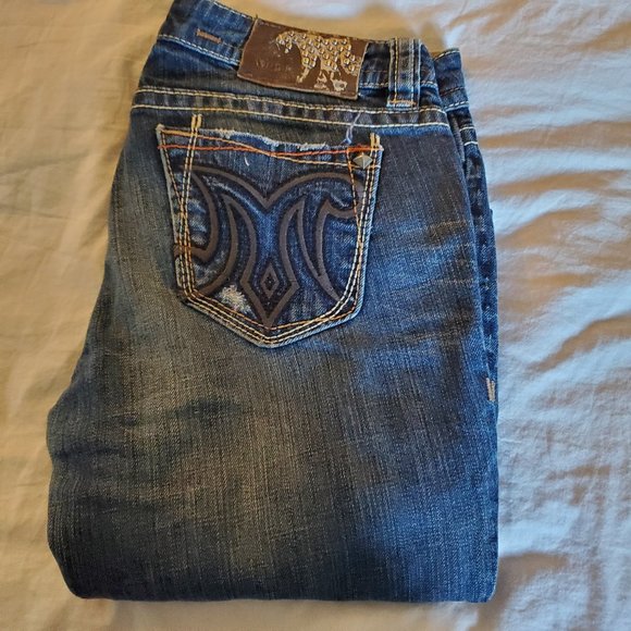 MEK Women's Distressed Frisco Bootcut Jeans Size 27/32 - Picture 1 of 4